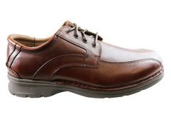 Slatters Lithgow Mens Leather Extra Wide Fit Comfortable Lace Up Shoes