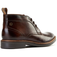 Base London Lincoln Leather Men's Burnt Brown Ankle Boots