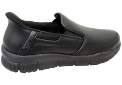 Skechers Mens Slip Ins Work Nampa Broxtin Leather Slip Resistant Wide Fit Shoes