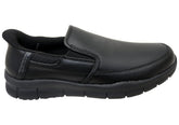 Skechers Mens Slip Ins Work Nampa Broxtin Leather Slip Resistant Wide Fit Shoes