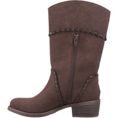 Rocket Dog Rowdy Faux Leather Women's Dark Brown Heeled Mid Calf Boots