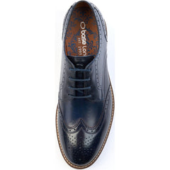 Base London Joe Leather Men's Navy Brogues Shoes
