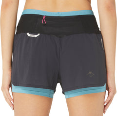 Asics FujiTrail 2 in 1 Womens Running Shorts - Black