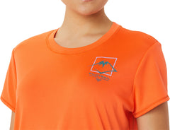 Asics FujiTrail Logo Short Sleeve Womens Running Top - Orange