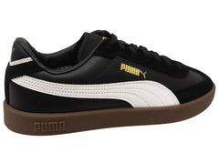 Puma Club II Era Mens Leather Lace Up Casual Shoes Black White