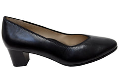 Caprice Dani Womens Comfortable Wide Fit Leather Mid Heel Pumps