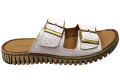 Orizonte Relaxa Womens European Leather Adjustable Slides Sandals