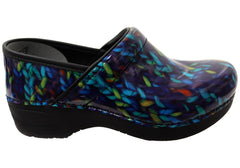 Dansko Womens XP 2.0 Patent Leather Clogs Shoes Blue Knit