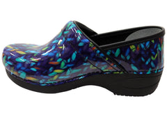 Dansko Womens XP 2.0 Patent Leather Clogs Shoes Blue Knit