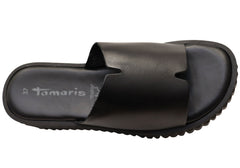 Tamaris Fayner Womens Comfortable Leather Platform Slides Sandals