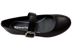 Tamaris Bianka Womens Comfortable Black Leather Mary Jane Shoes
