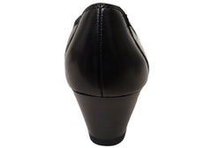 Tamaris Alice Womens Comfortable Black Leather Wedge Shoes