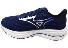 Mizuno Mens Wave Rider 29 Running Shoes 2E Wide Fit Estate Blue White