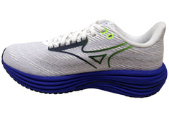 Mizuno Mens Wave Rider 29 Running Shoes White Estate Blue