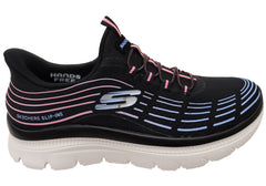 Skechers Womens Slip Ins Summits Plus Bright Wave Shoes Black Multi