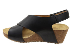 Comfortiva Eva Womens Comfort Footbed Wide Fit Leather Wedge Sandals