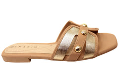 Ramarim Saffron Womens Cushioned Comfortable Footbed Slides Sandals