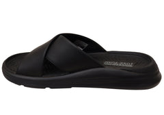 Skechers Mens Relaxed Fit Sargo Denal Leather Slides Sandals