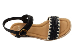 Sofft Inez Womens Leather Wedge Sandals With Comfortable Footbed
