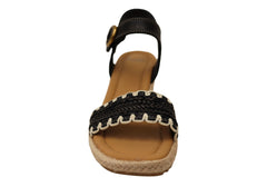 Sofft Inez Womens Leather Wedge Sandals With Comfortable Footbed