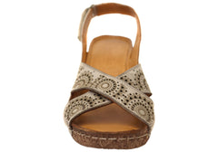 Cabello Comfort Hadasa Womens Comfortable Leather Wedge Sandals