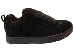 DC Shoes Mens Court Graffik Leather Lace Up Shoes Black Black Black