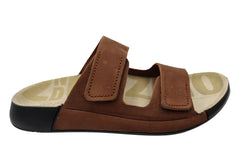 ECCO 2nd Cozmo Womens Leather 2 Strap Slide Sandals