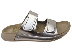 ECCO 2nd Cozmo Womens Comfortable Leather 2 Strap Slide Sandals