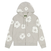 Denim Tears The Cotton Wreath Zip Up Hoodie Grey