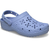 Crocs Classic Floral Cut Out Thermoplastic Women's Blue Haze Clogs