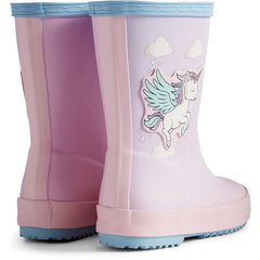 Hunter Kids First Unicorn Print Boot Rubber Girls's Blue Frost/ Parfait Pink Wellington Boots