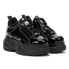 Buffalo London 2.0 Patent Womens Black Trainers