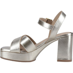 Hush Puppies Ophelia Leather Heel Suede Women's Gold Heels