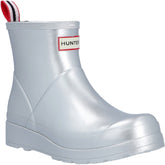 Hunter Play Short Boot Metallic Rubber Women's Silver Wellington Boots