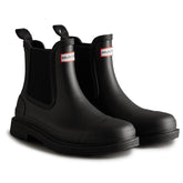 Hunter Womens Matt Black Commando Chelsea Boots