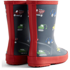 Hunter Kids First Construction Print Boot Rubber Boys's Hunter Navy/Military Red Wellington Boots