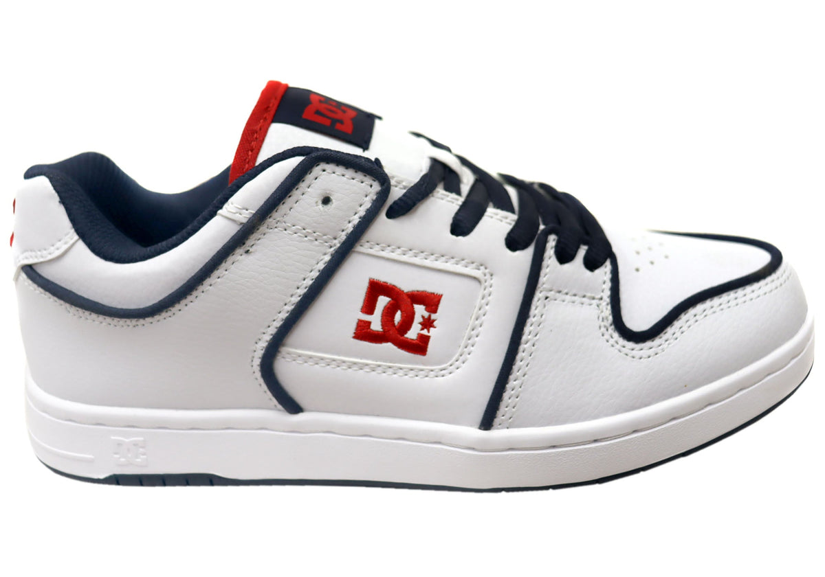 DC Shoes Mens Manteca 4 SE Comfortable Leather Shoes White Red Blue