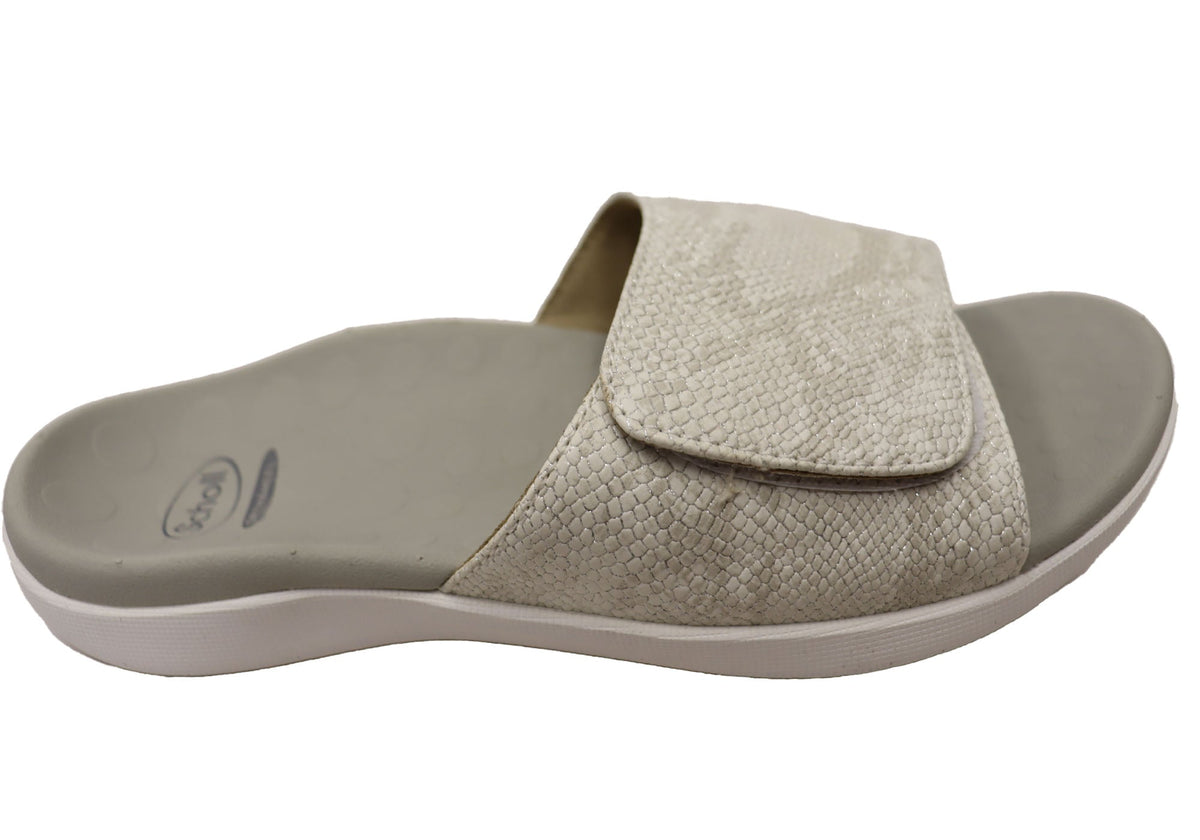 Scholl Orthaheel Samos II Womens Comfortable Supportive Slides Shimmer