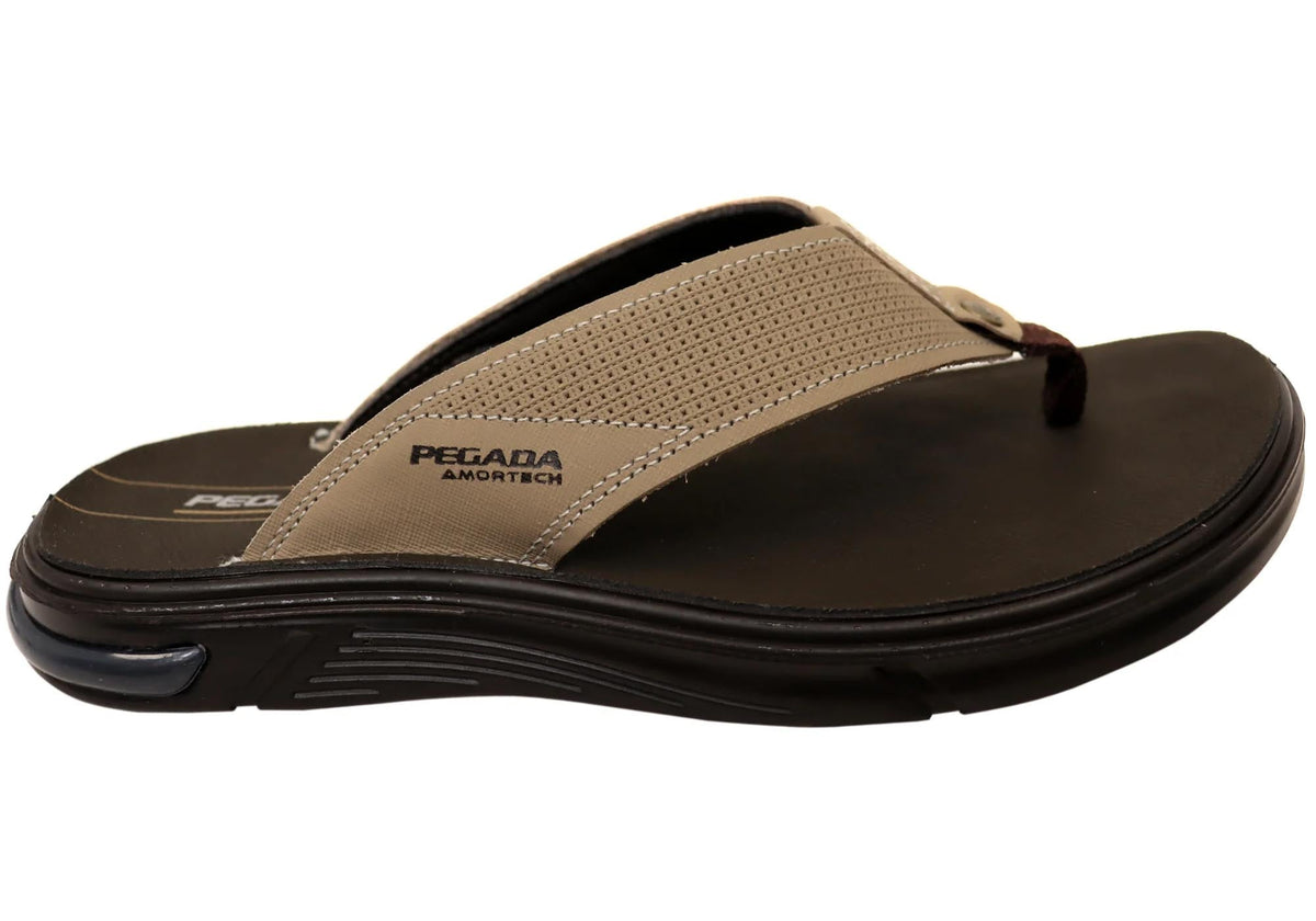 Pegada Mavrick Mens Comfortable Leather Thongs Sandals Made In Brazil
