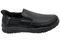 Skechers Mens Slip Ins Work Nampa Broxtin Leather Slip Resistant Wide Fit Shoes