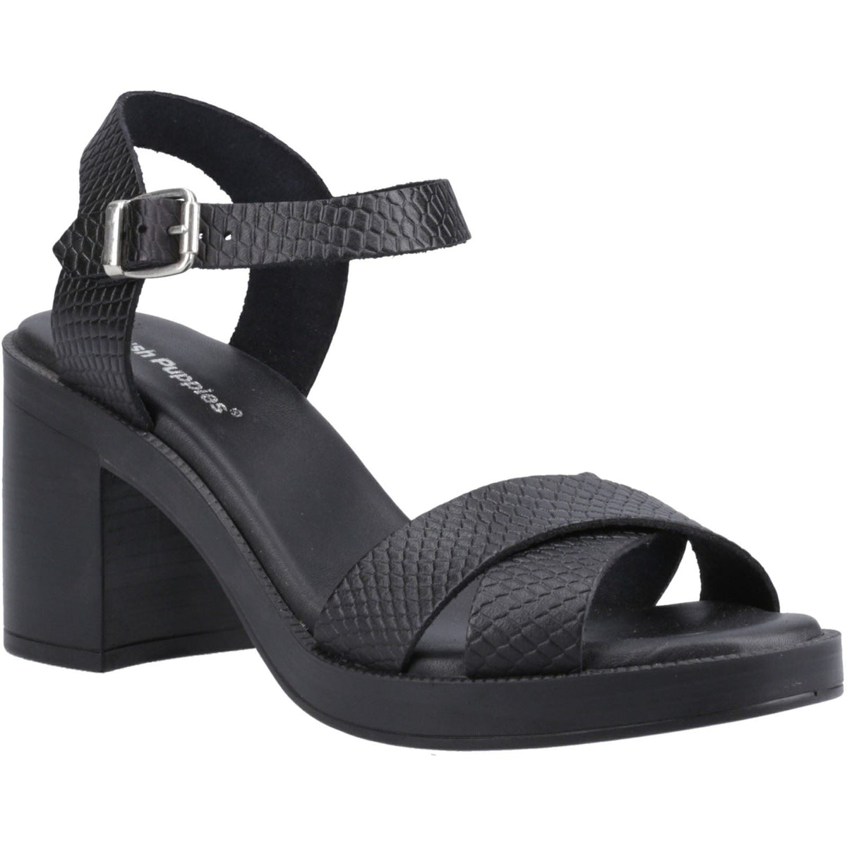 Hush Puppies Georgia Leather Women's Black/Snake Heels