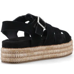 Hush Puppies Rosetta Gladiator Leather Women's Black/Tan Sandals