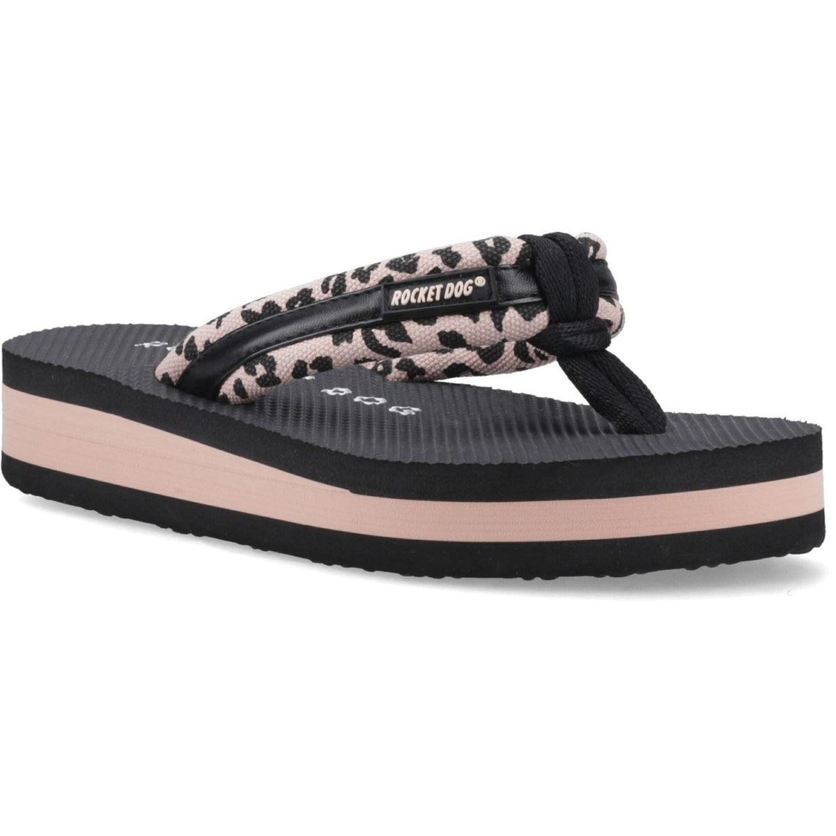 Rocket Dog Monica Leon Leopard Textile Women's Light Pink Flip Flops