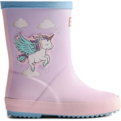 Hunter Kids First Unicorn Print Boot Rubber Girls's Blue Frost/ Parfait Pink Wellington Boots