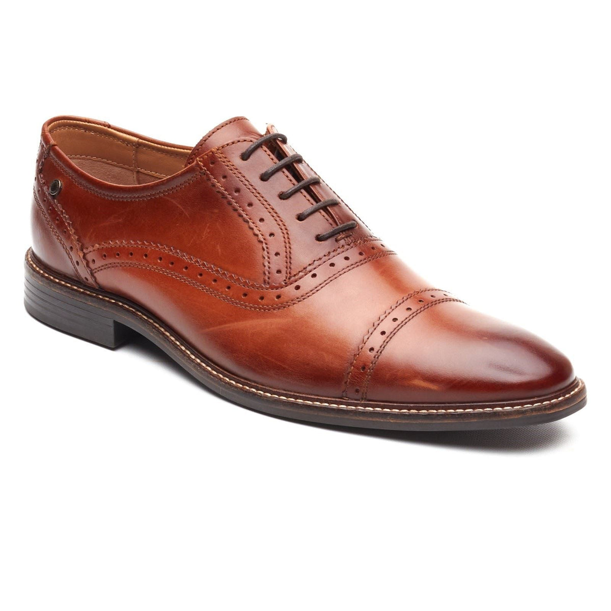 Base London Ascot Oxford Leather Men's Burnt Tan Oxford Shoes