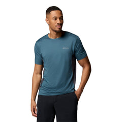 Columbia Three Pitch SS Crew Polyester Men's Blue Activewear T-Shirts