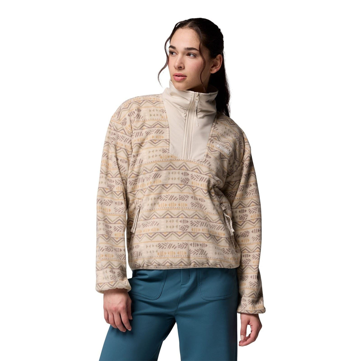 Columbia Sequoia Grove Printed Half Zip Polyester Women's Brown Pullover