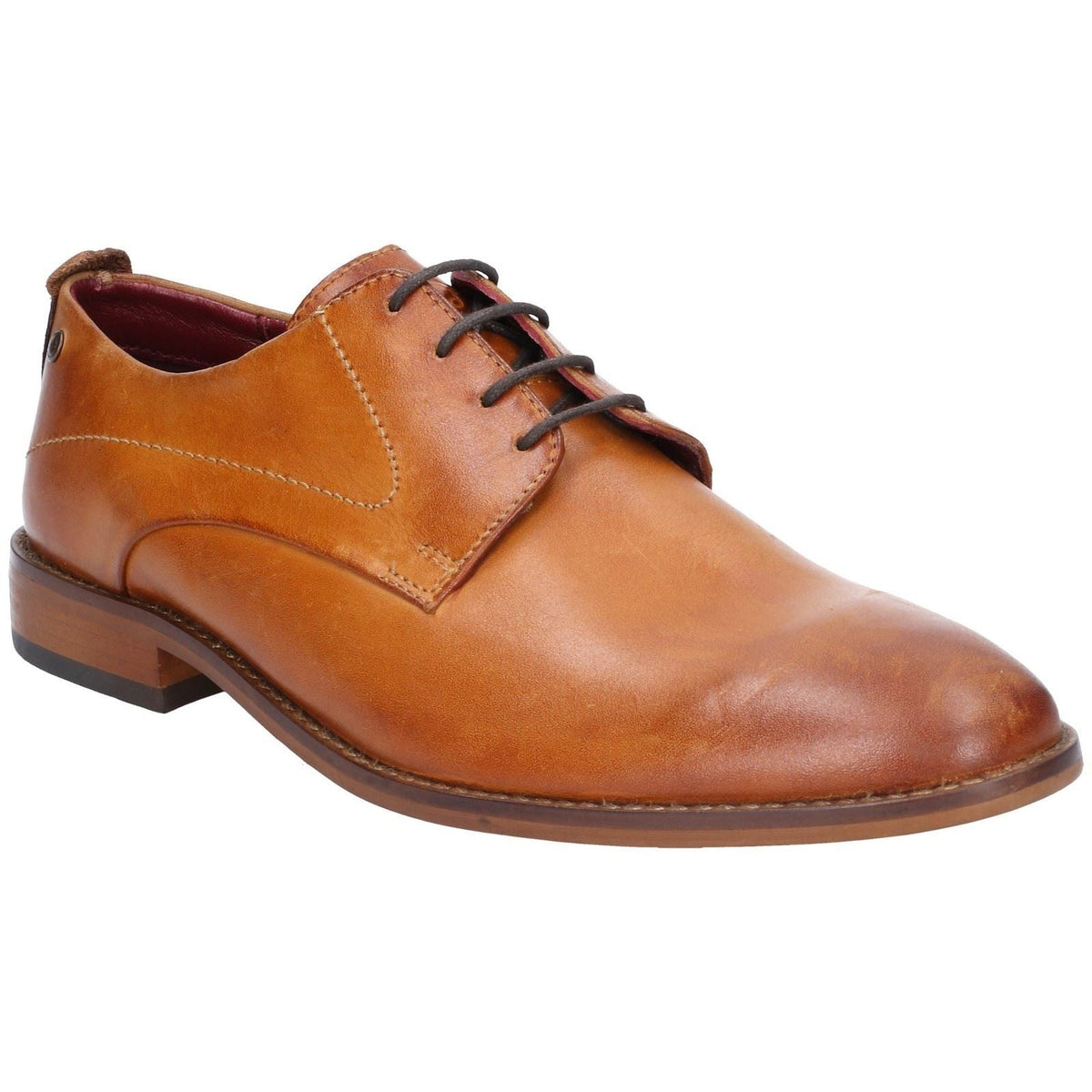 Base London Script Washed Leather Men's Tan Oxford Shoes