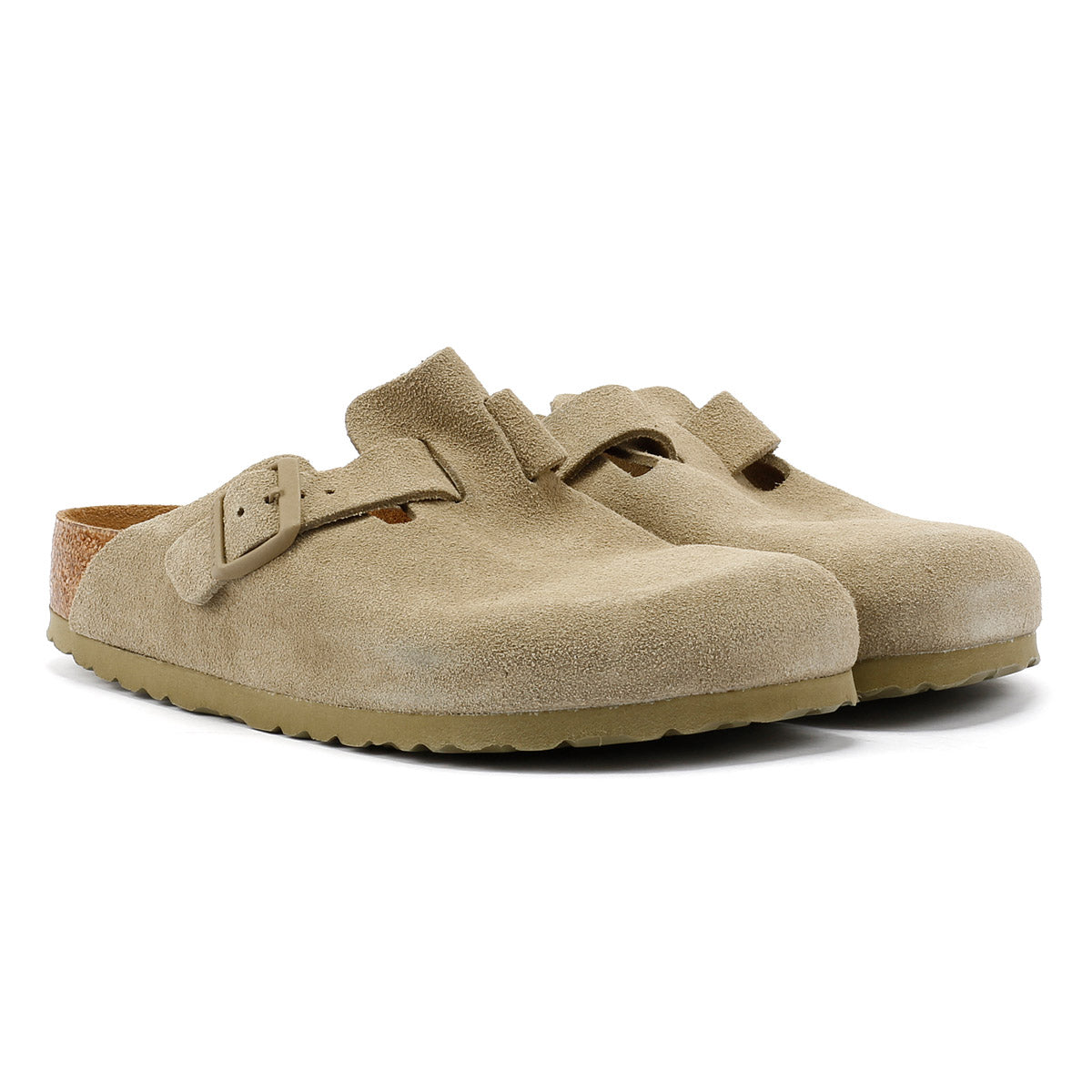 Birkenstock Boston Khaki Suede Faded Grey Clogs