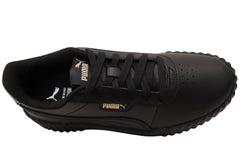 Puma Carina 3.0 Womens Comfortable Leather Lace Up Casual Shoes Black